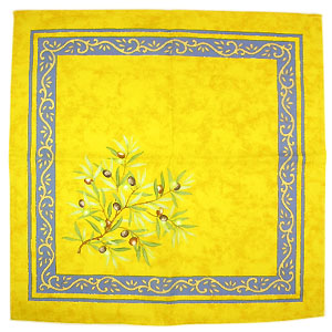 Provence print fabric tea towel (olives. yellow x blue) - Click Image to Close